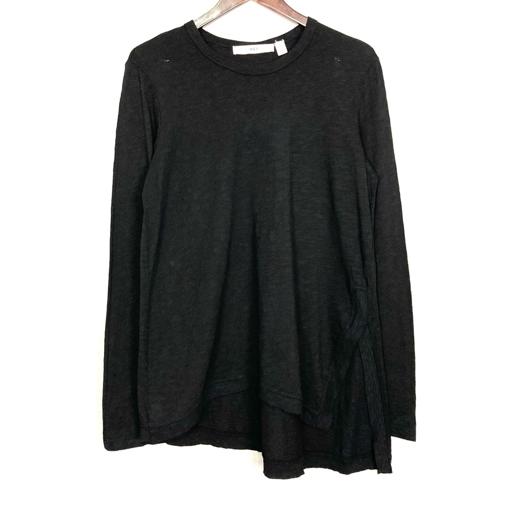 Wilt Asymmetrical Knit TunicTop Women’s Size M Scoop Neck Long Sleeves Black - Picture 4 of 10